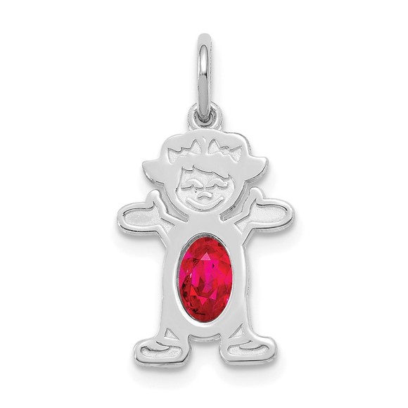 14K White Gold Girl 6x4 Oval Genuine Red Ruby-July - Picture 1 of 3